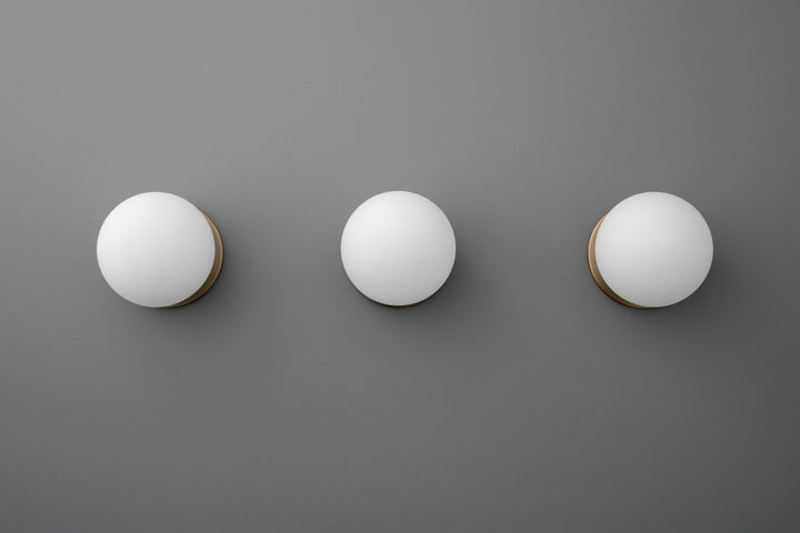 Glorica Glass Brass Wall Sconce - Frosted Globe Classic Light For Warm Ambiance