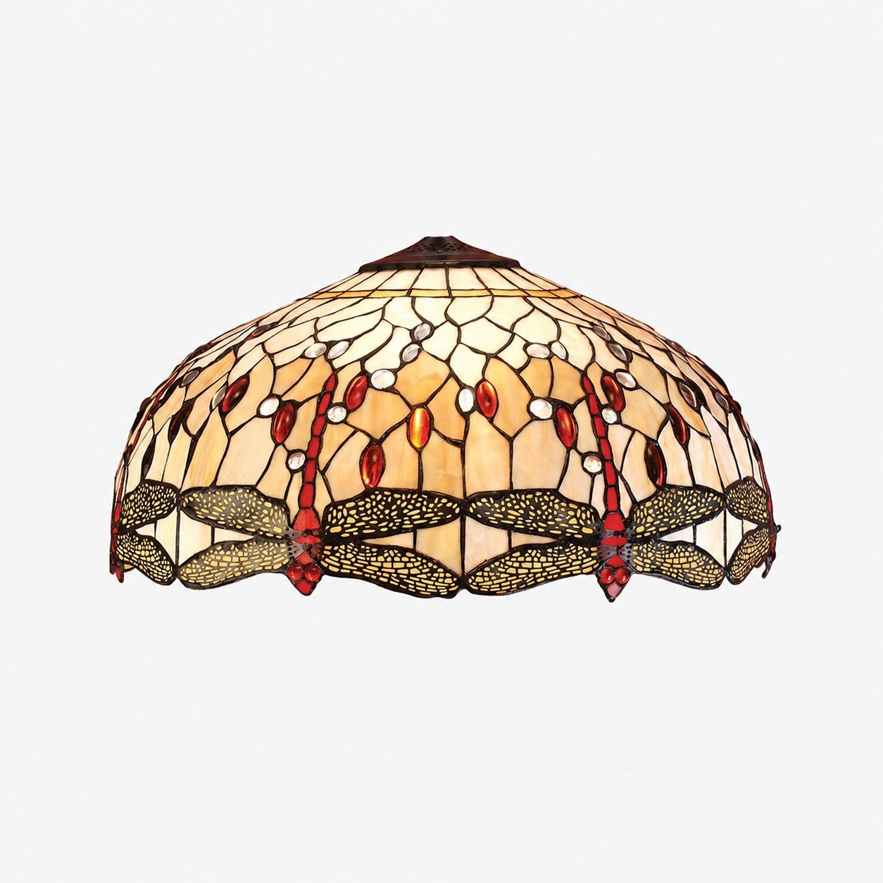 TF Dragonfly Tiffany Pendant Light – Art Nouveau Stained Glass Pendant for Living