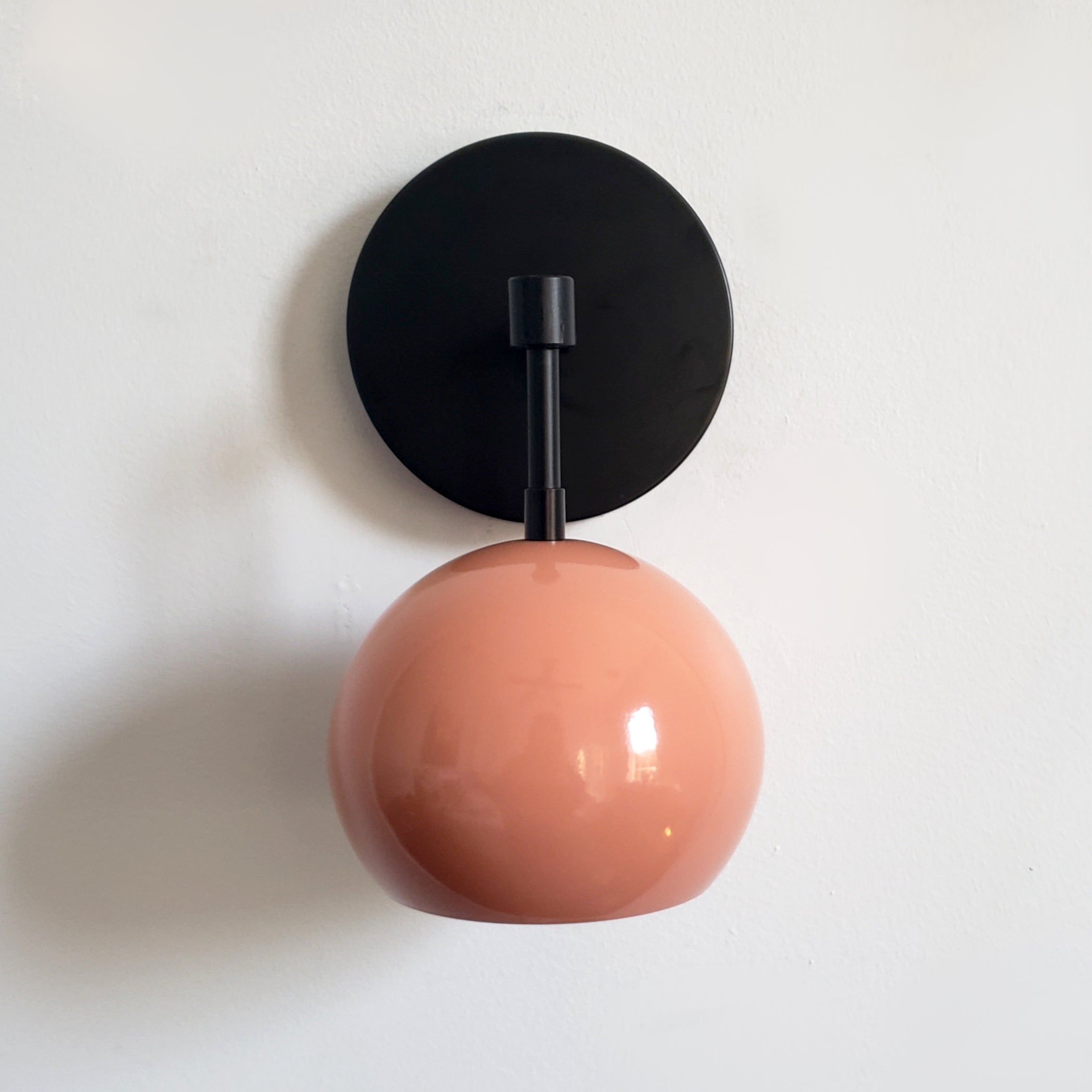 Mid Century Flame Orange Globe Wall Sconce - Modern Brass Or Chrome Light