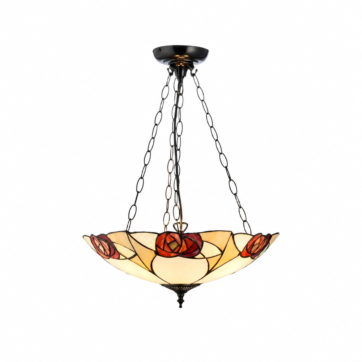 TF Ingram Handcrafted Stained Glass Ceiling Lamp – Vintage Art Deco Tiffany Light for Dining Room
