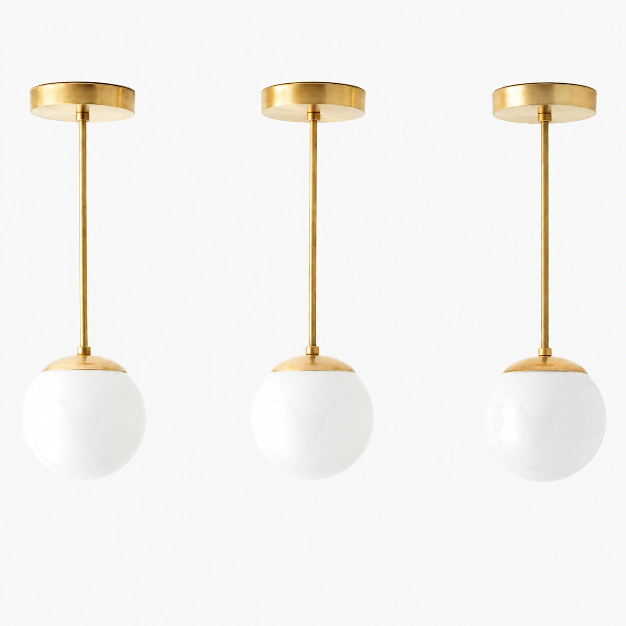 Glorica Glass White Globe Pendant Light - Mid Century Modern Glass Hanging Fixture