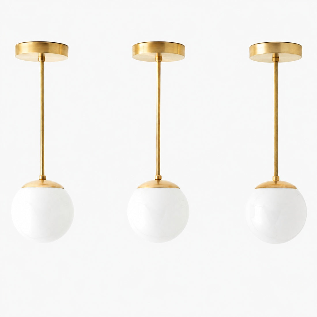 Glorica Glass White Globe Pendant Light - Mid Century Modern Glass Hanging Fixture