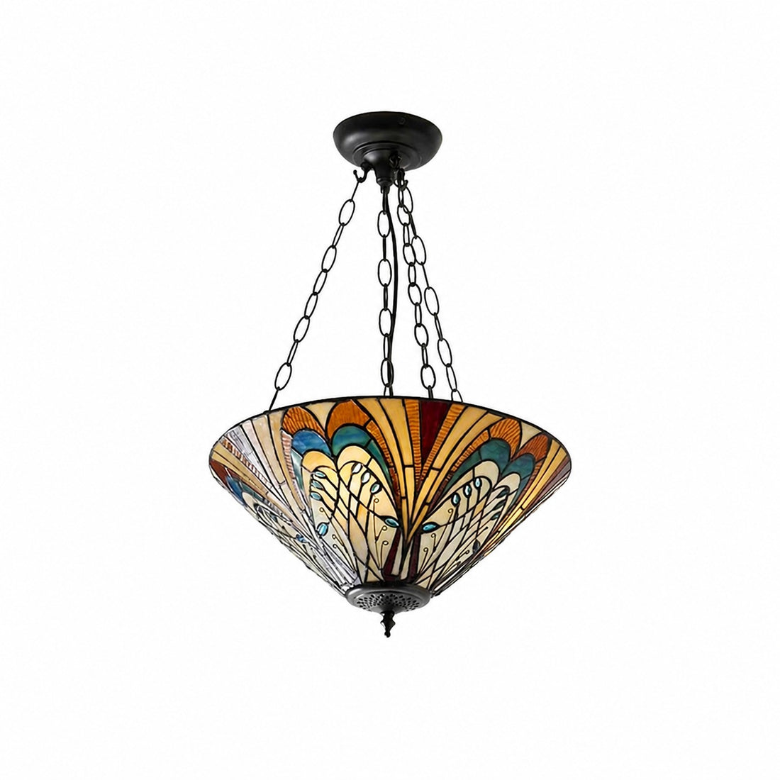 TF Hector Ceiling Light – Handcrafted Stained Glass Design Semi‑Flush or Pendant Fixture for Home
