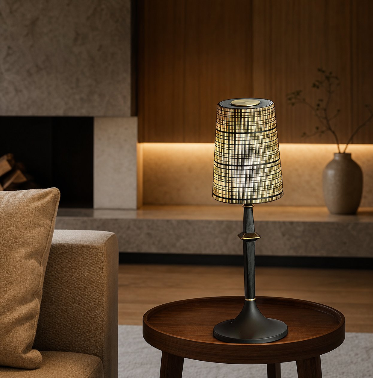 Devon Black Table Lamp (Built-in Battery)