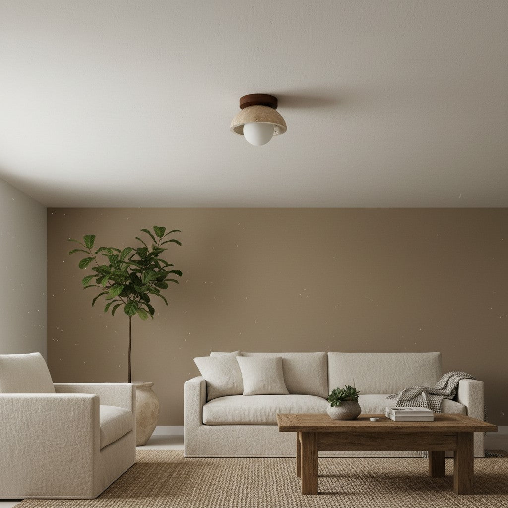 Travira Ceiling Light Textured Bowl Design Flush Mount Ceiling Lamp - Organic Style for Living Rooms