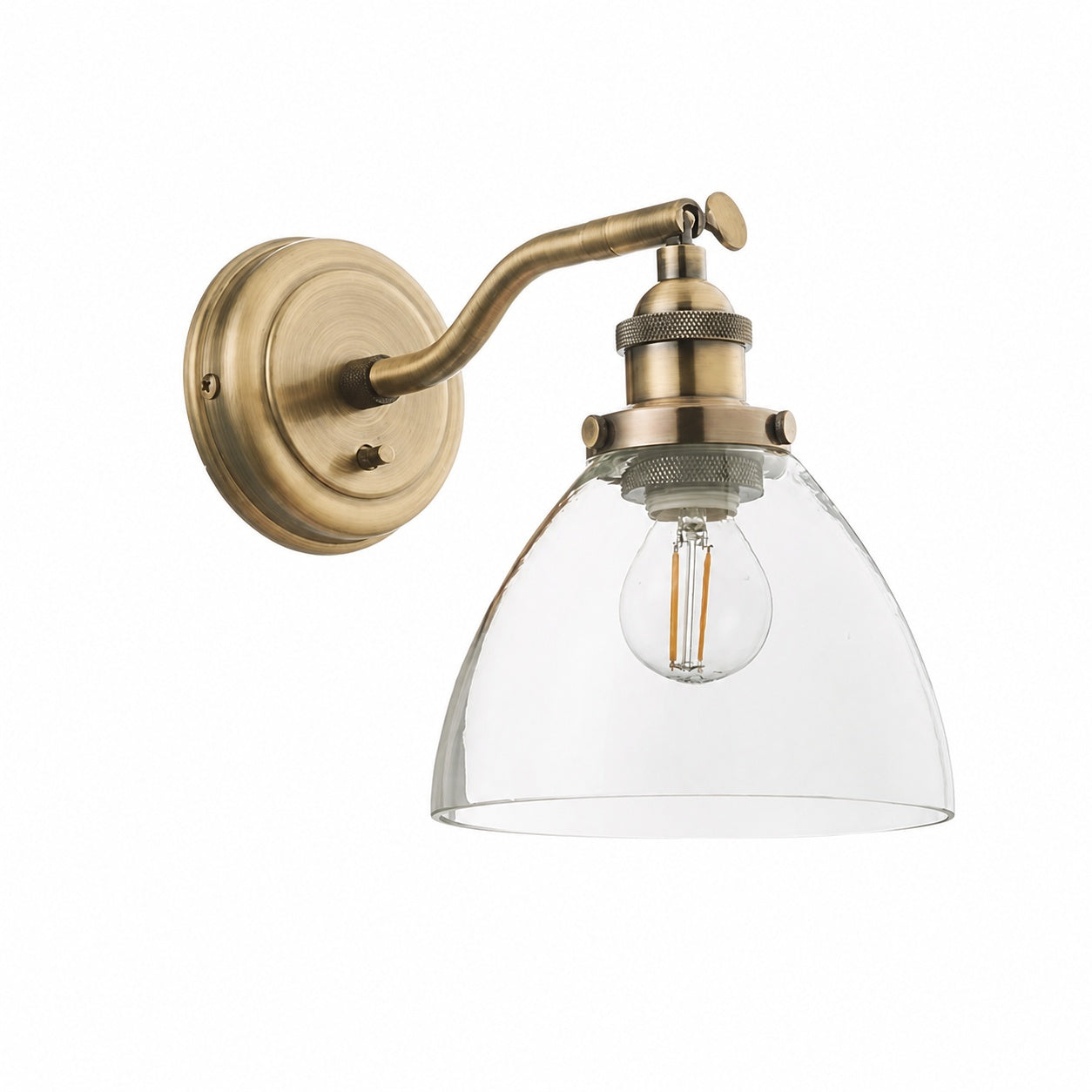Adjustable Hansen Brass Wall Sconce - Clear Glass Design