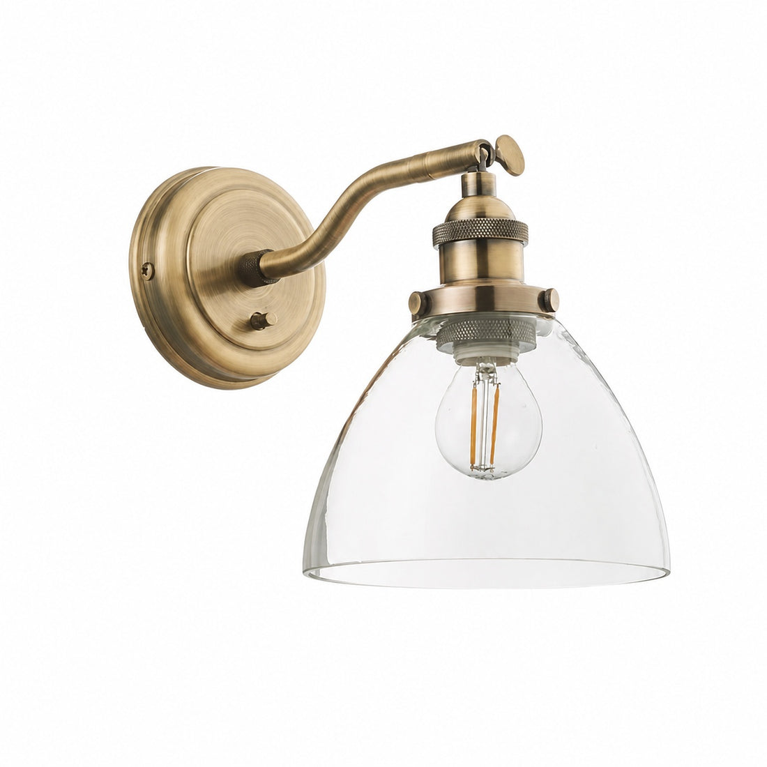 Adjustable Hansen Brass Wall Sconce - Clear Glass Design
