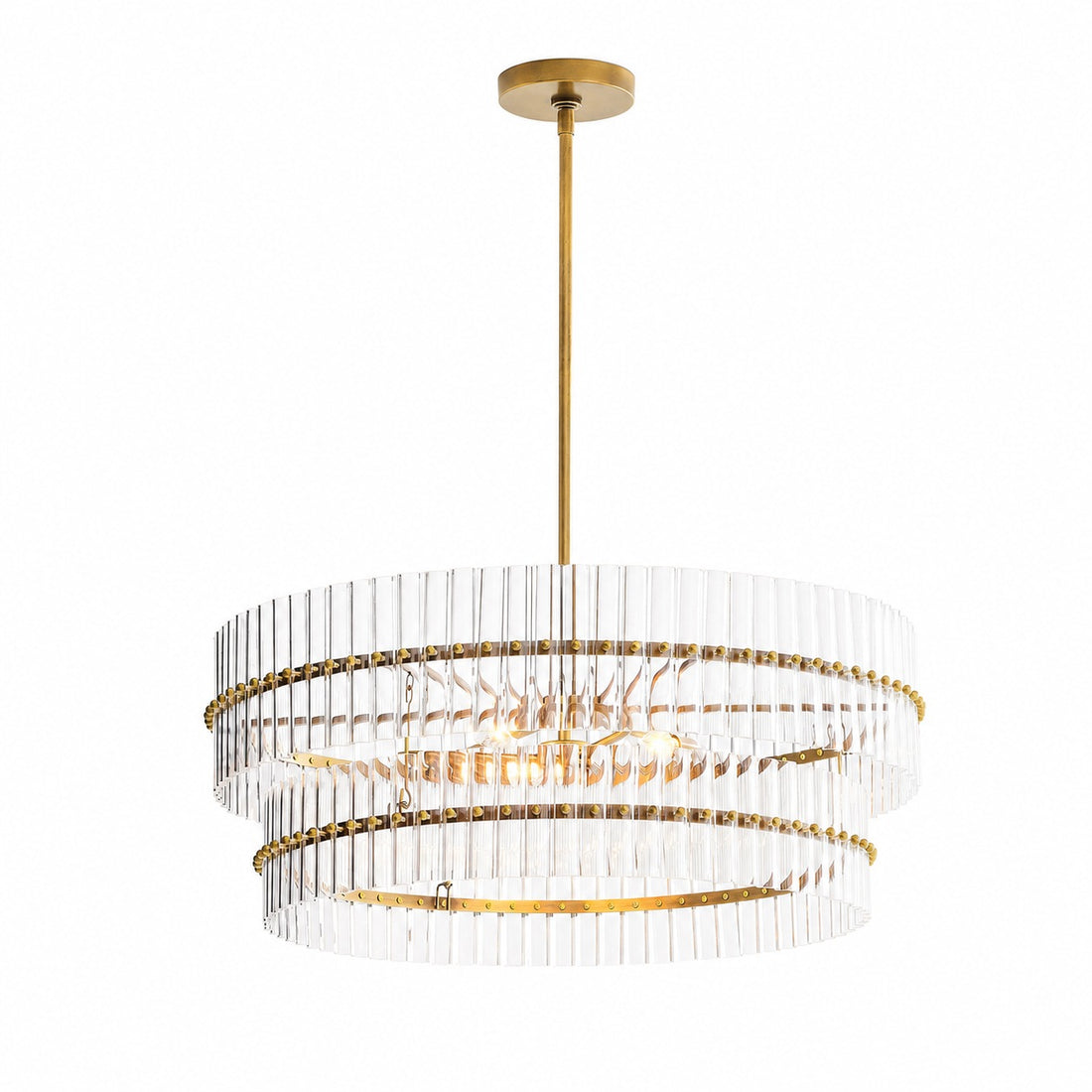 Lumora Crystal Pendant Light – Elegant Tumbled Brass & Cut Glass