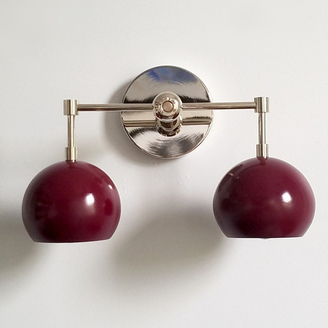 Black Cherry Loa Wall Sconce - Double Bubble Globe-shaped Bath Light