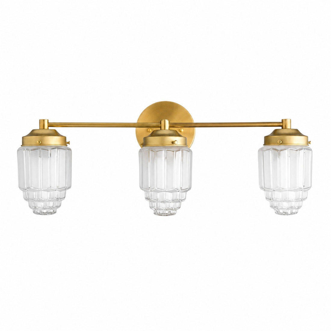 Tierlux Glass Vanity Light - Art Deco Bathroom Fixture with Skyscraper Shades