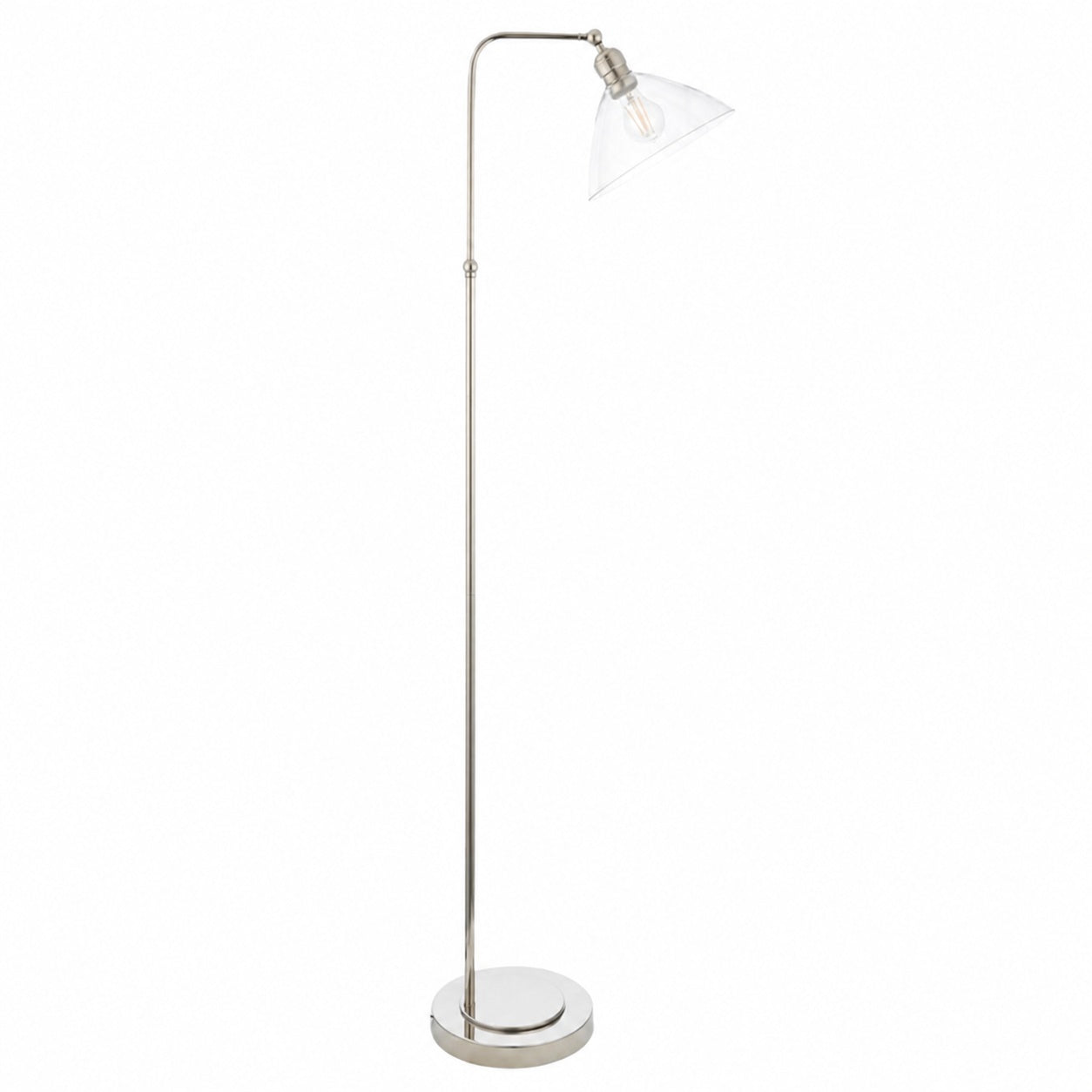 Clarione Art Deco Floor Lamp with Clear Glass Shade and Metal Base