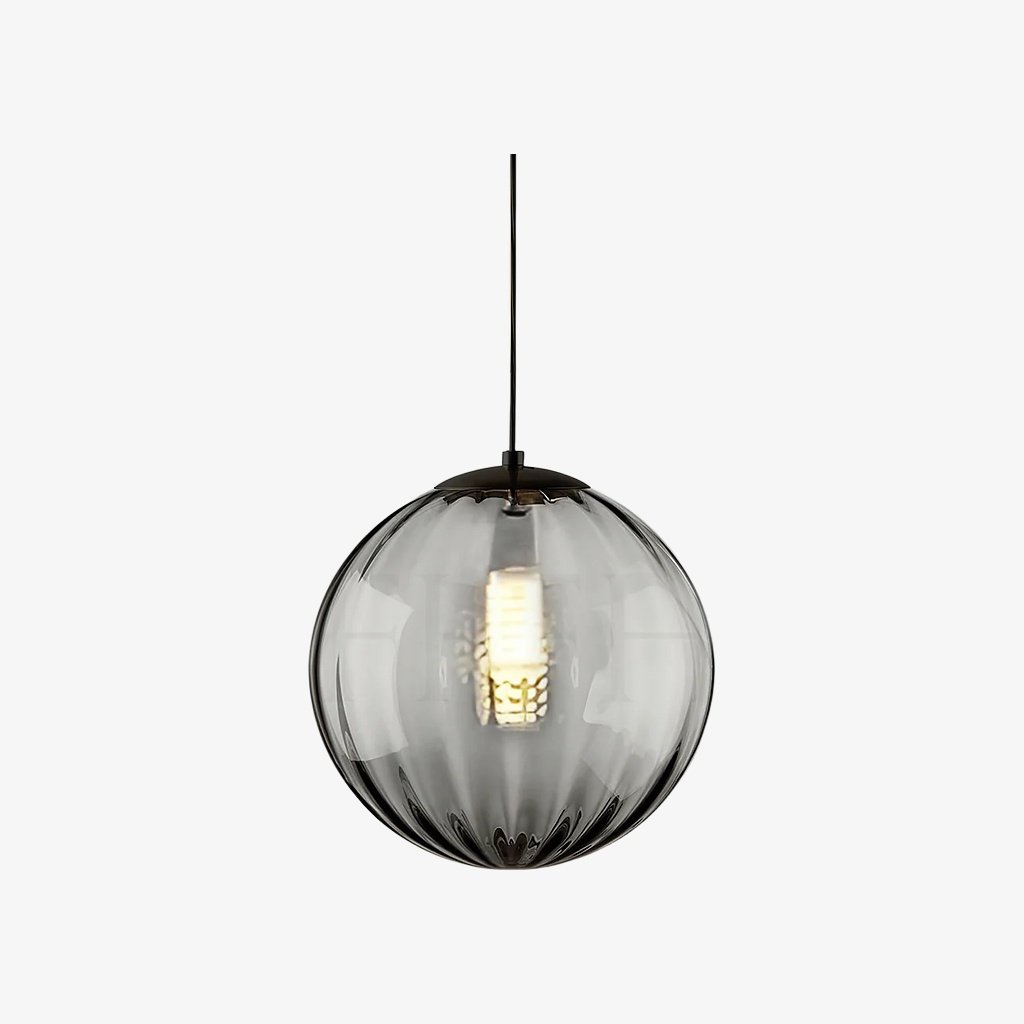 Lunorie Iron Metal Glass Globe Pendant Light - Sculpted Adjustable Pendant for Dining Spaces
