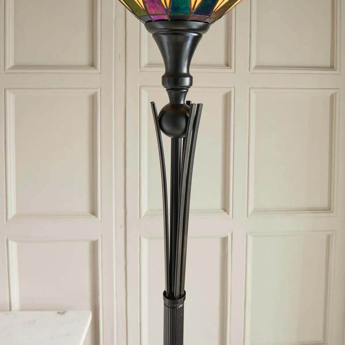 TF Dark Star Stained Glass Star Pattern Floor Lamp – Tiffany Style Uplighter for Living Rooms