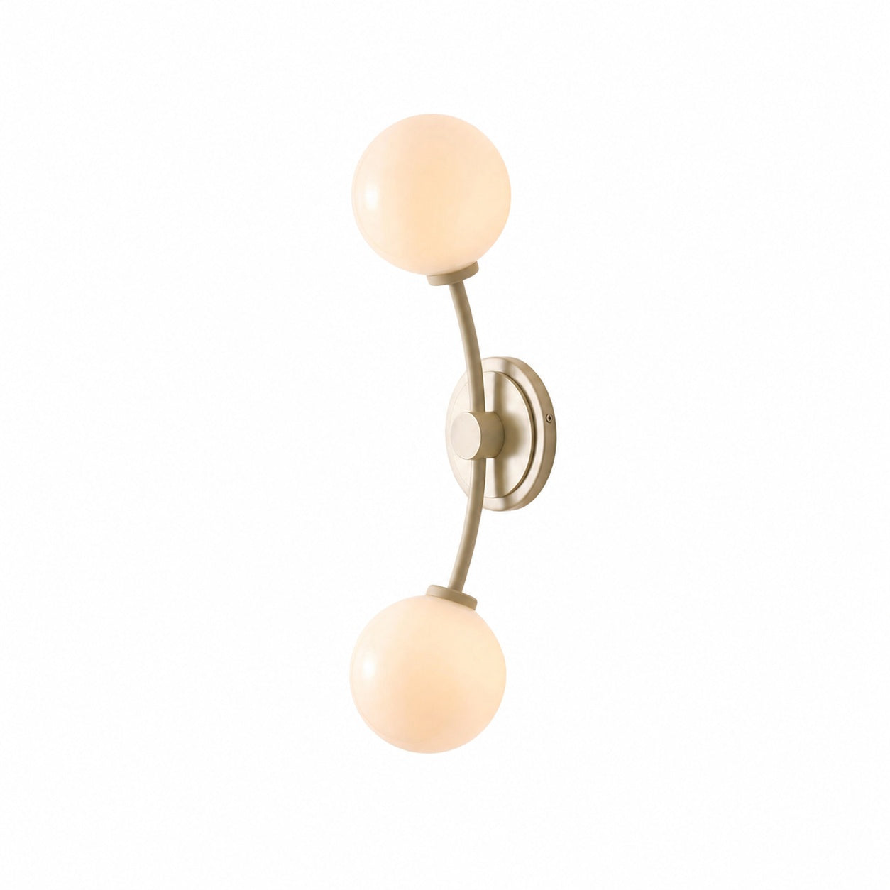Arden Glass 2 Light Iron Wall Sconce - Modern Curved Design for Bathroom or Hallway