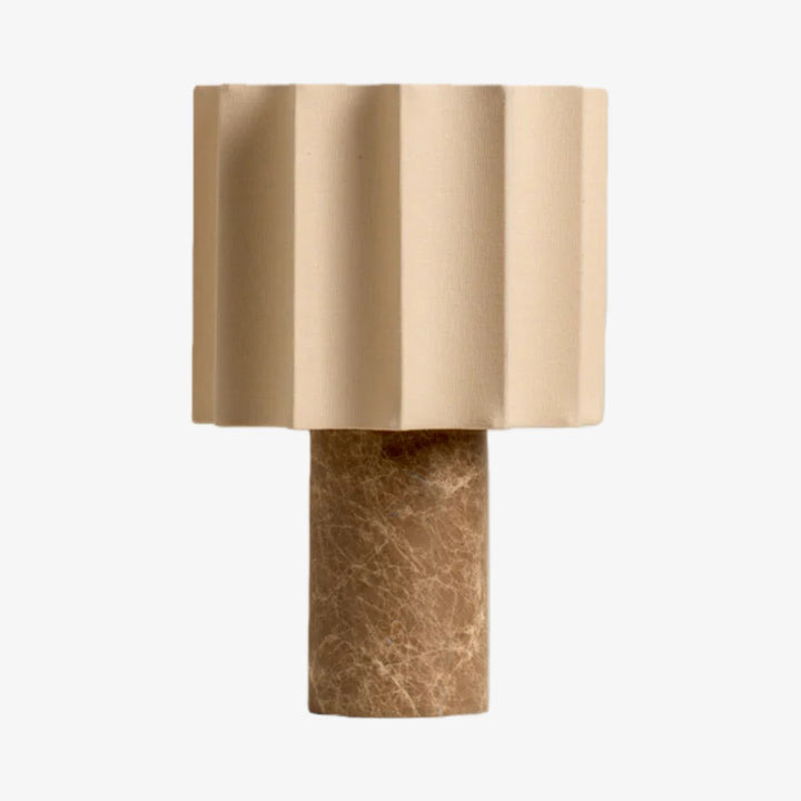 Cavilon Table Lamp with Fan-Shaped Linen Shade - Stone Finishes Suitable for Living Rooms