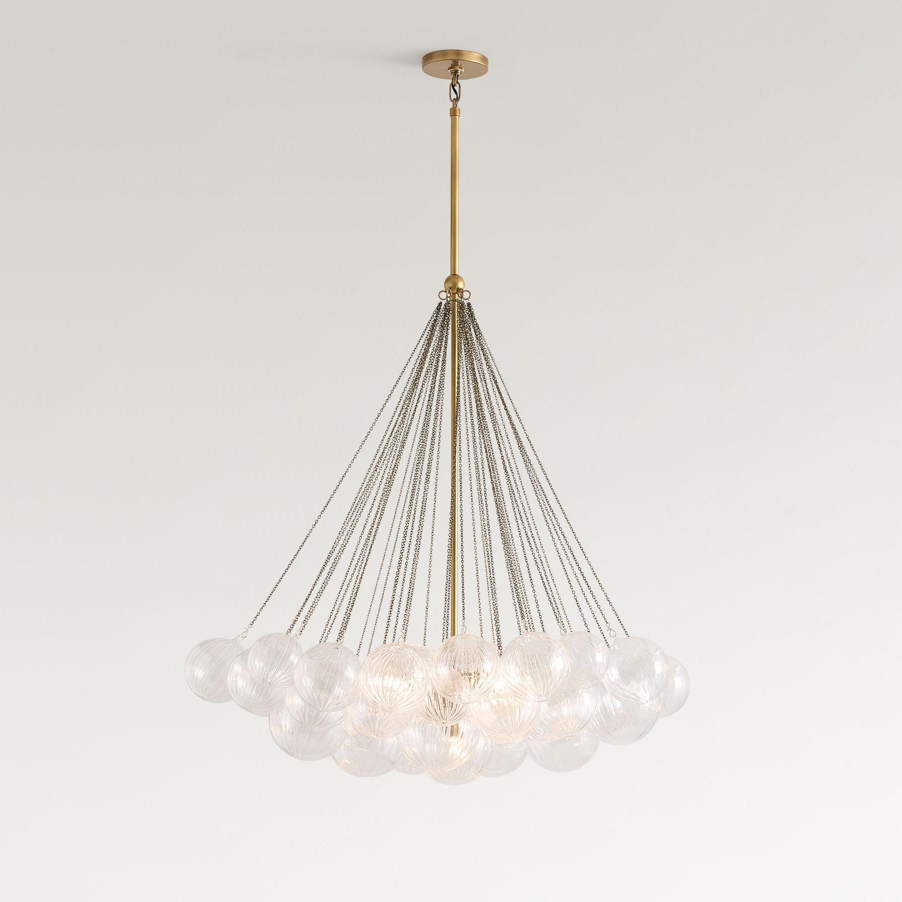 Bravira Vintage Brass Bubbled Glass Chandelier Ambient Lighting for Living Rooms and Commercial Spaces