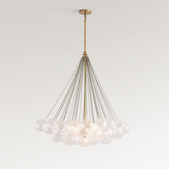 Bravira Glass Bubbled Chandelier - Vintage Brass Oval Glass Lighting