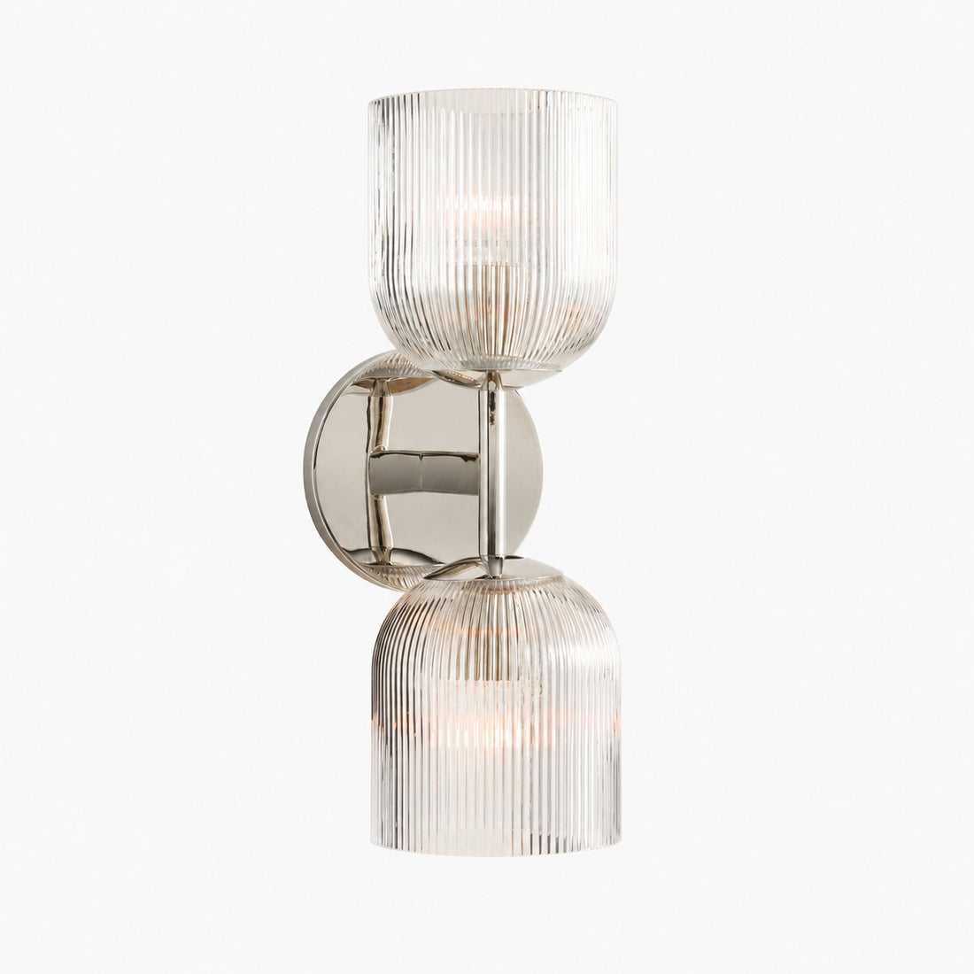 Bravira Ribbed Glass Sconce - Metal Wall Light with Clear Glass Shade