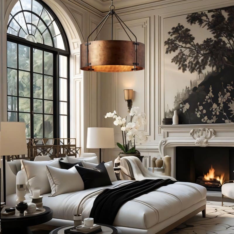 Industrial Bronze Drum Pendant Light – Rustic Metal 4 - Light Chandelier