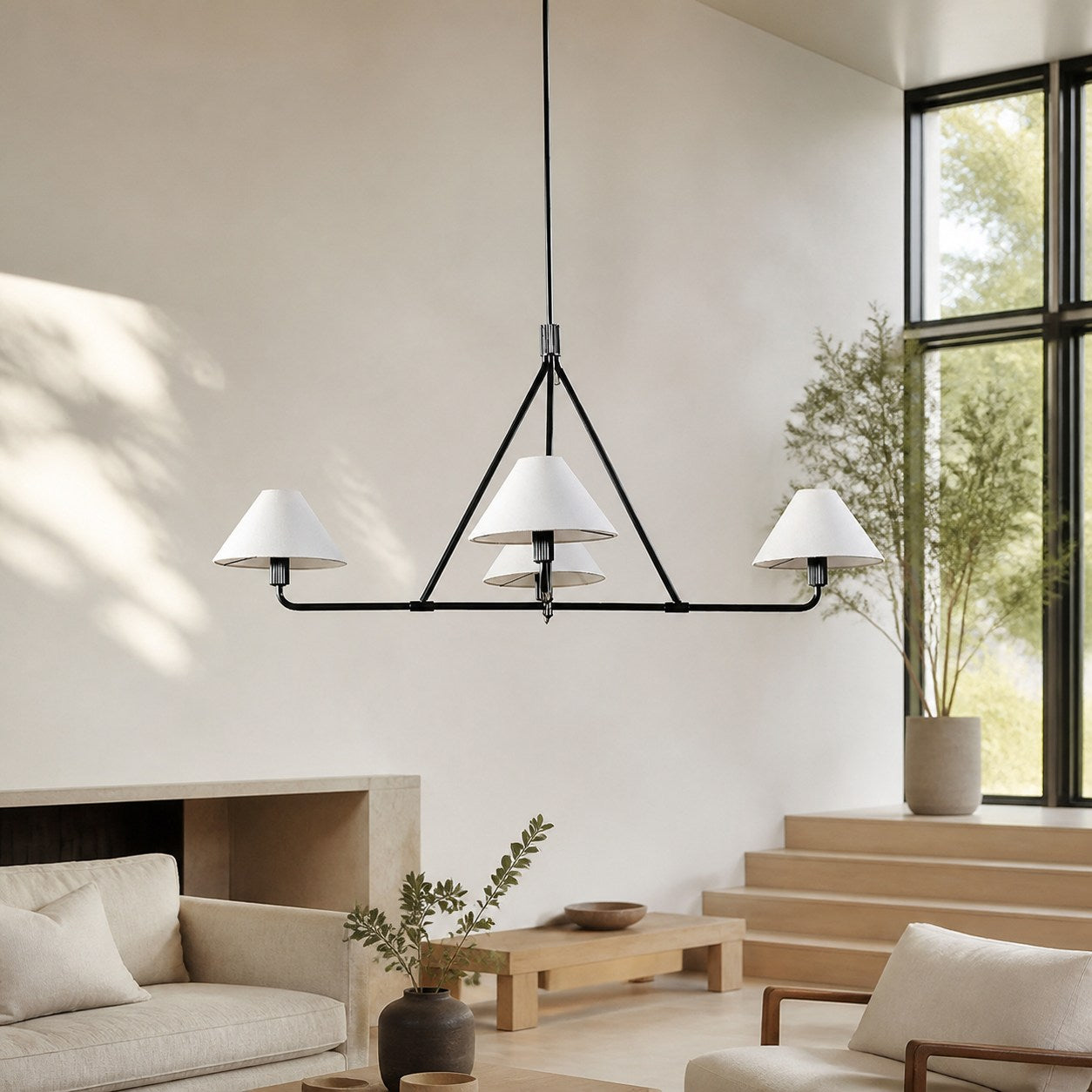 Diora Pendant Light -  Modern Metal Fixture with Linen Shades