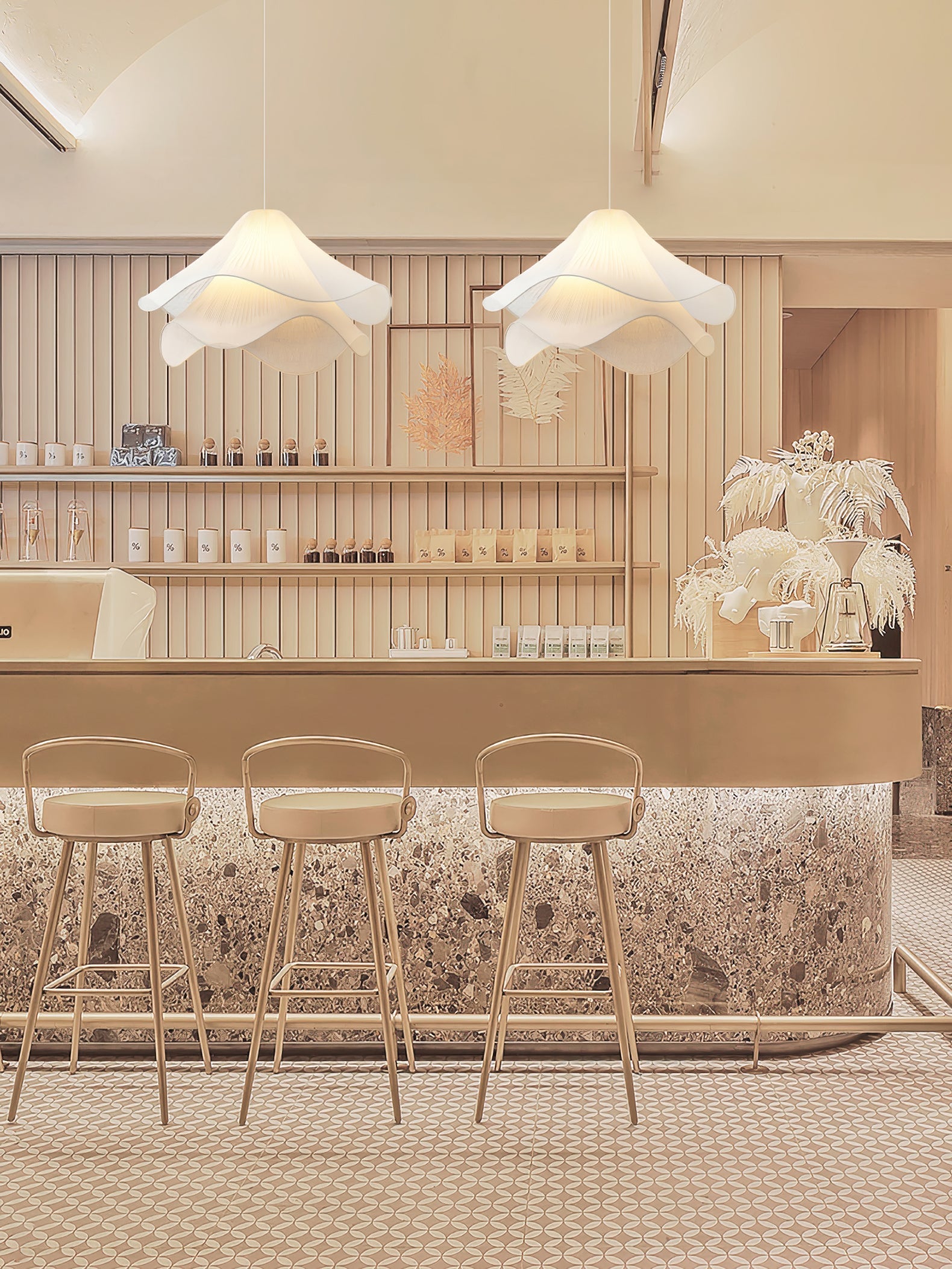 Ethereal Bloom French Floral Pleated Fabric Pendant Light