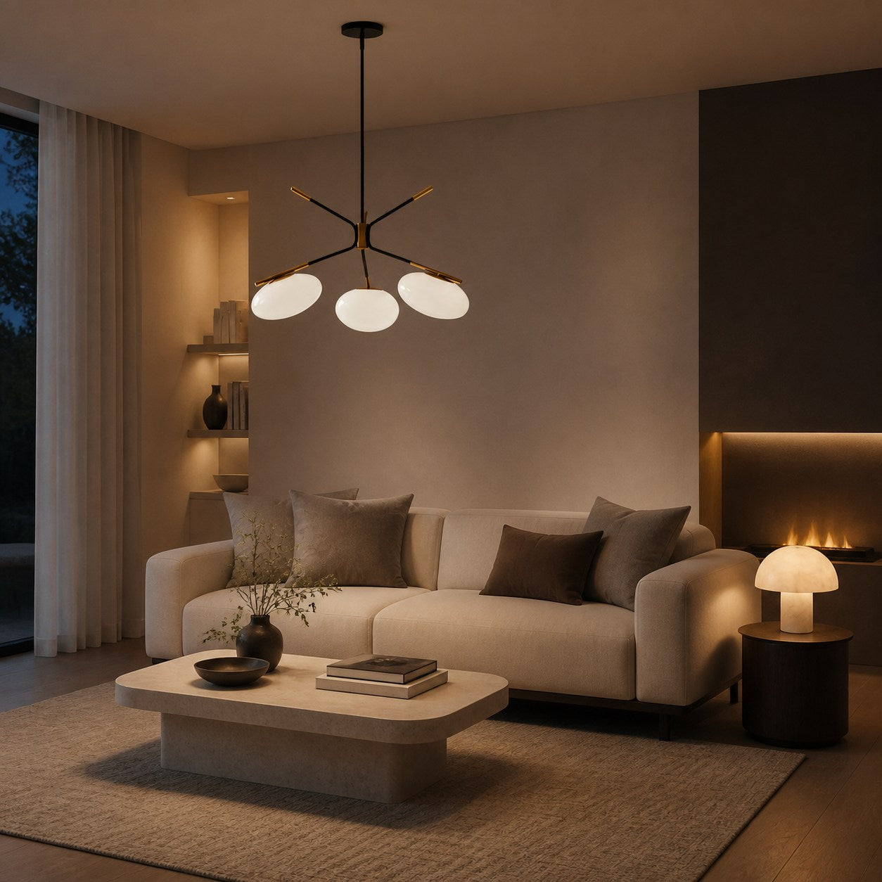 Brimush Flattened-Globe Pendant Lamp – Minimalist Architectural Form