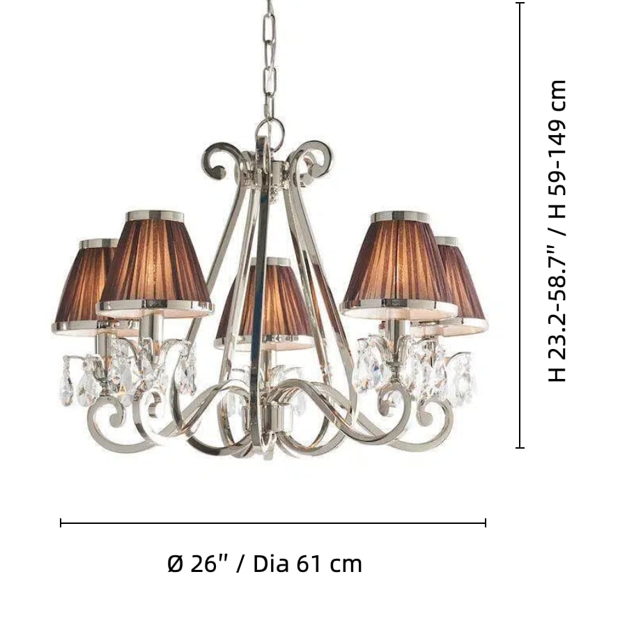 Talonis Multi-light Fabric Chandelier - Elegant Metal Curved Arms for Dining and Living