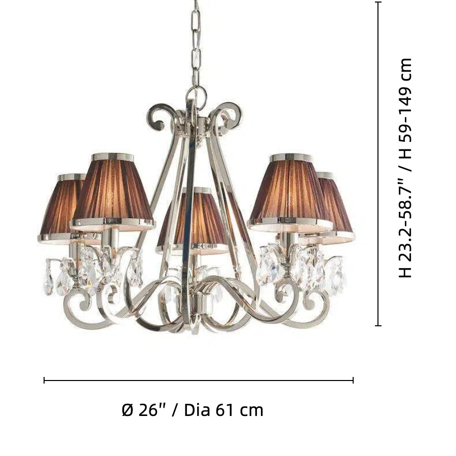 Talonis Multi-light Fabric Chandelier - Elegant Metal Curved Arms for Dining and Living