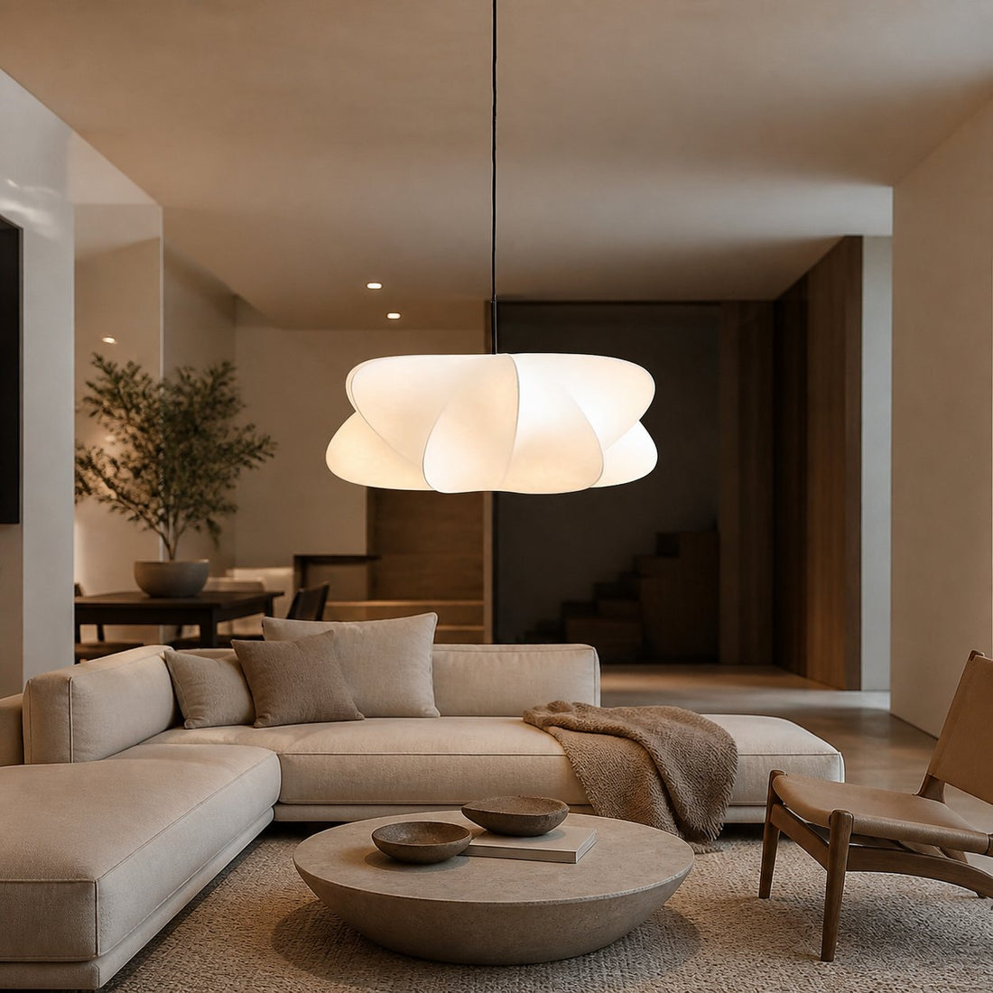 Havion Cocoon Pendant Lamp - Minimalist Polymer Shade with Adjustable Hanging