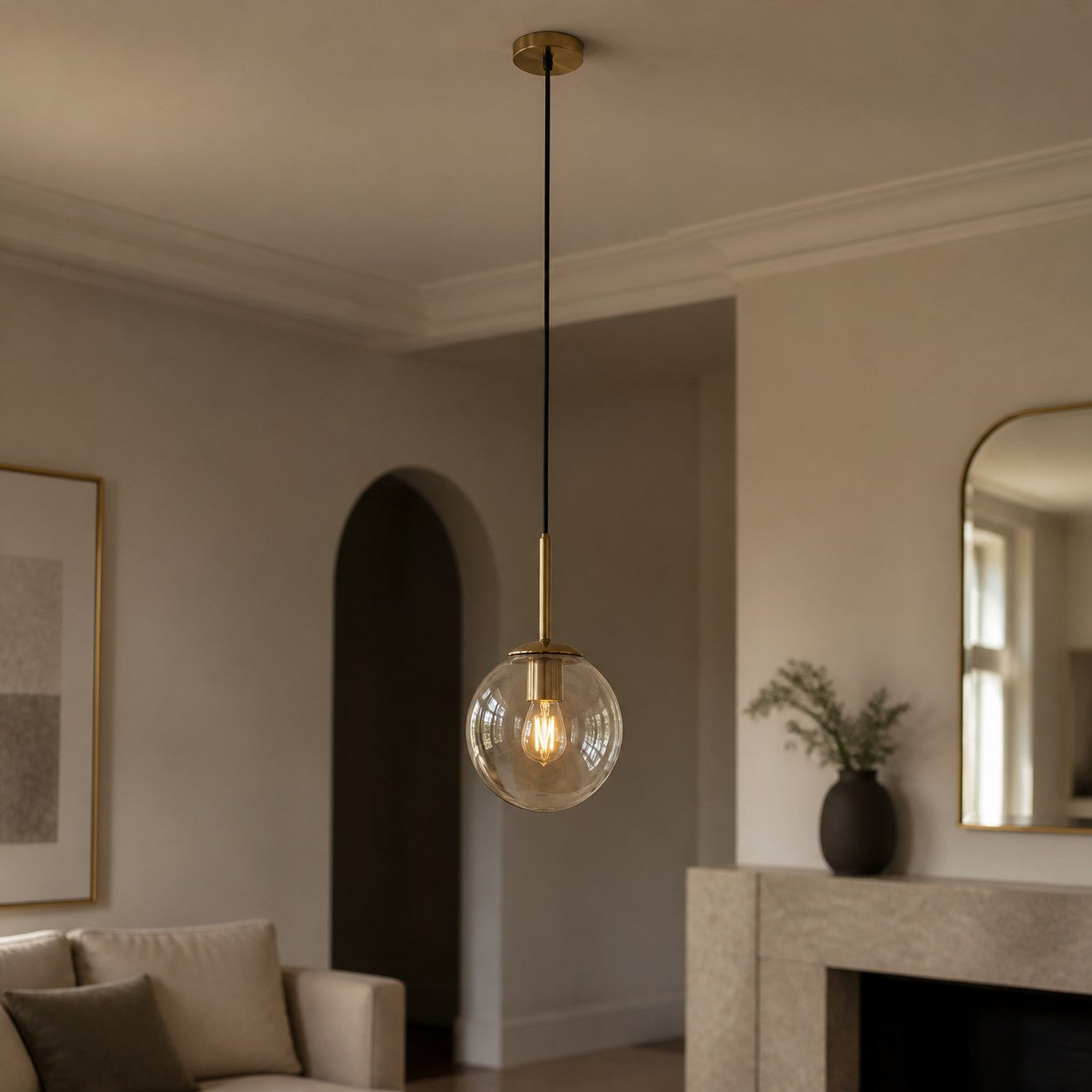 Luma Glass Globe Modern Pendant Light for Dining Room