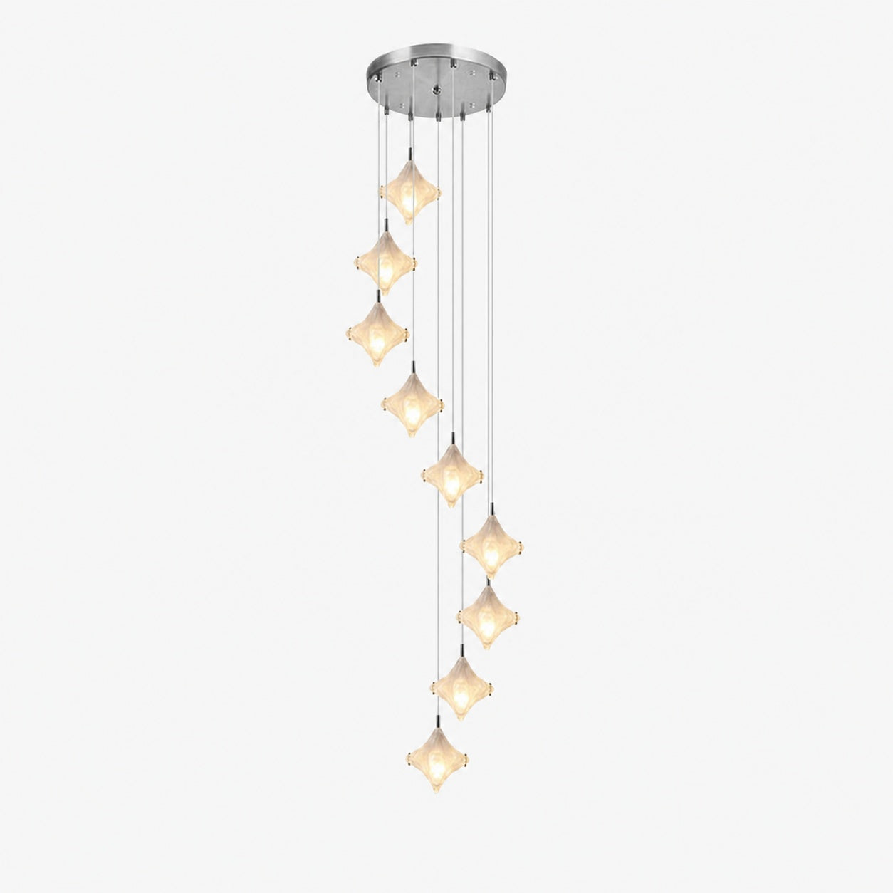 Art Deco Star Staircase Pendant Light – Frosted Glass Hanging Fixture –  Astris Altair