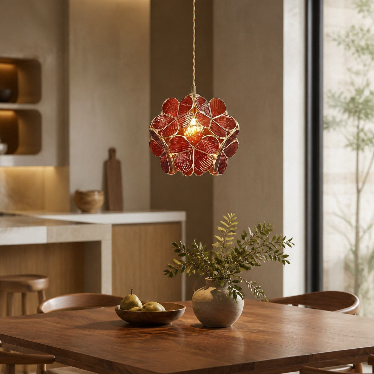 FloriVitre Pendant Light with Petal Silhouette - Vintage Style Lighting for Home Spaces
