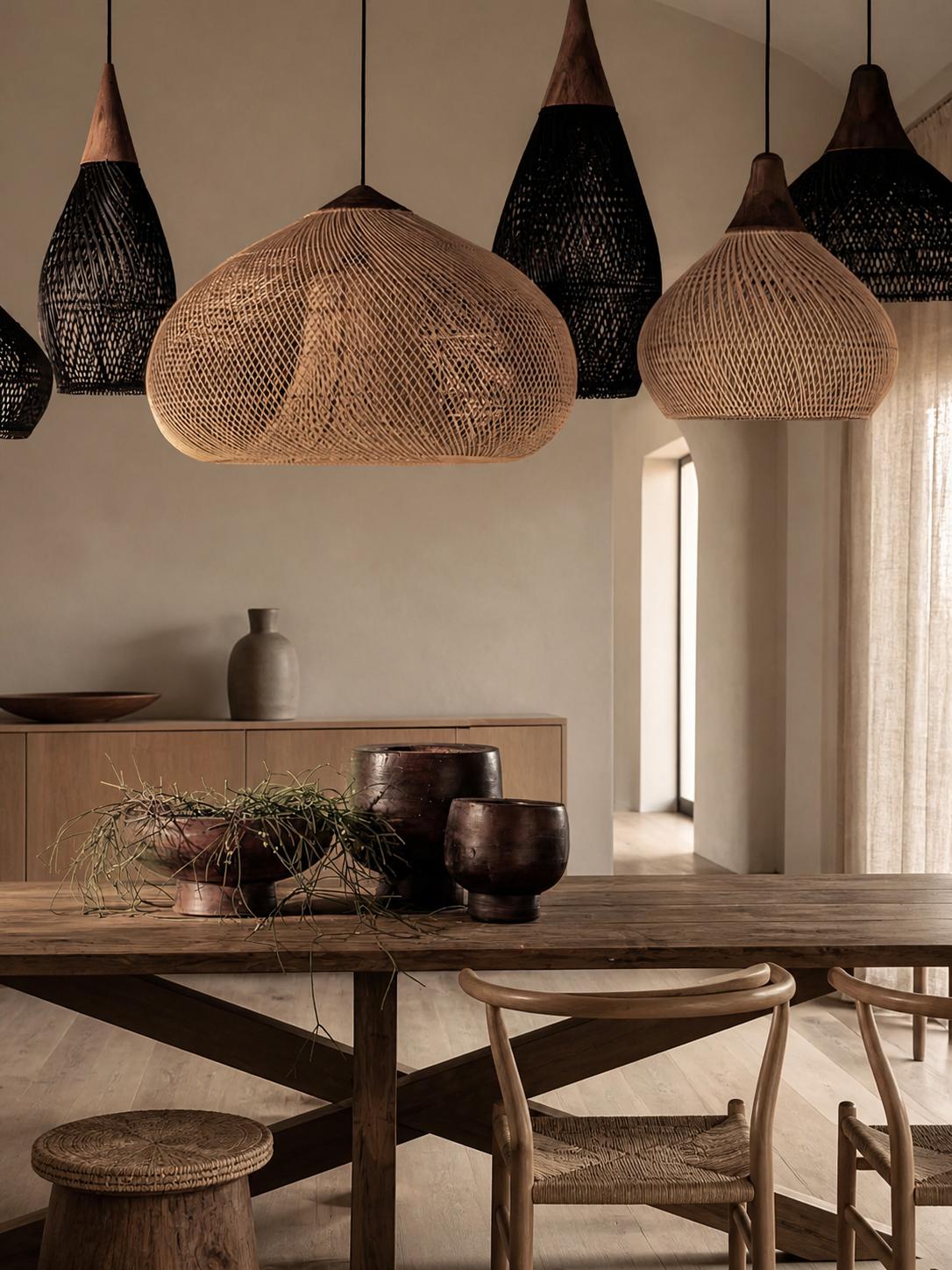 Harp Braided Rattan Pendant Lamp