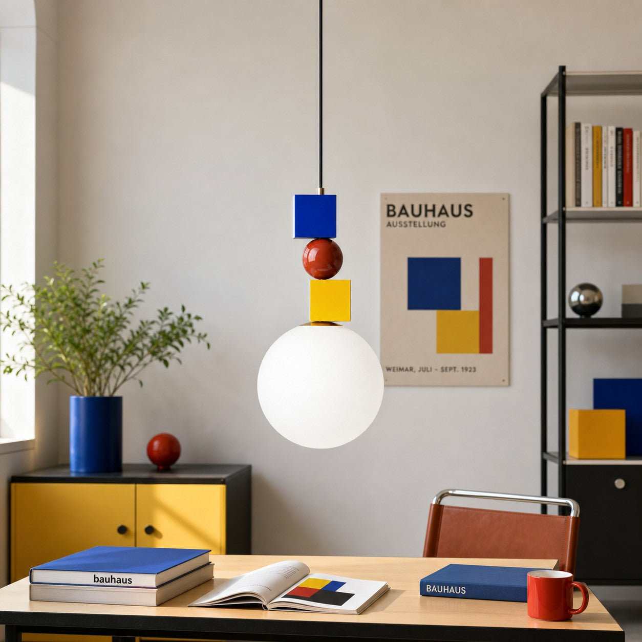 Luma Multicolor pendant light in a Bauhaus home office