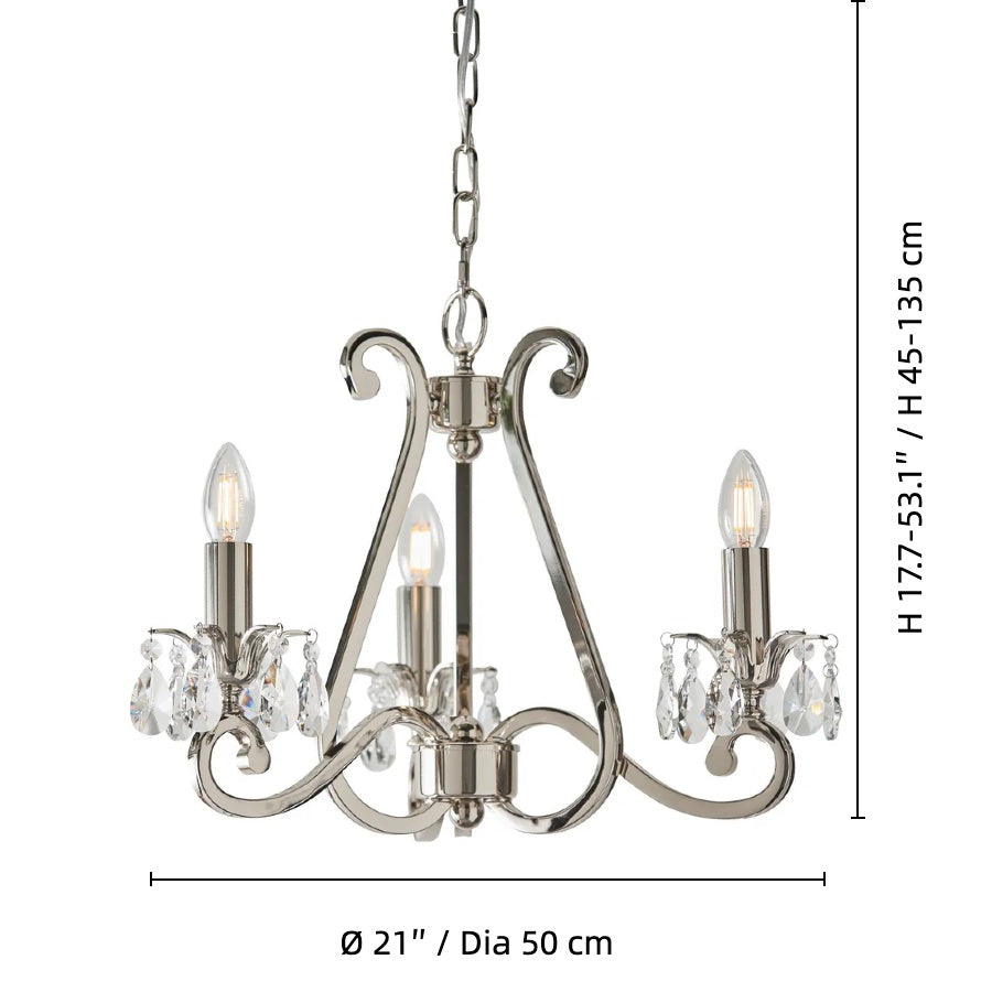 Talonis Crystal Chandelier - Traditional Candle-Style Brass and Nickel for Living Room and Dining Room