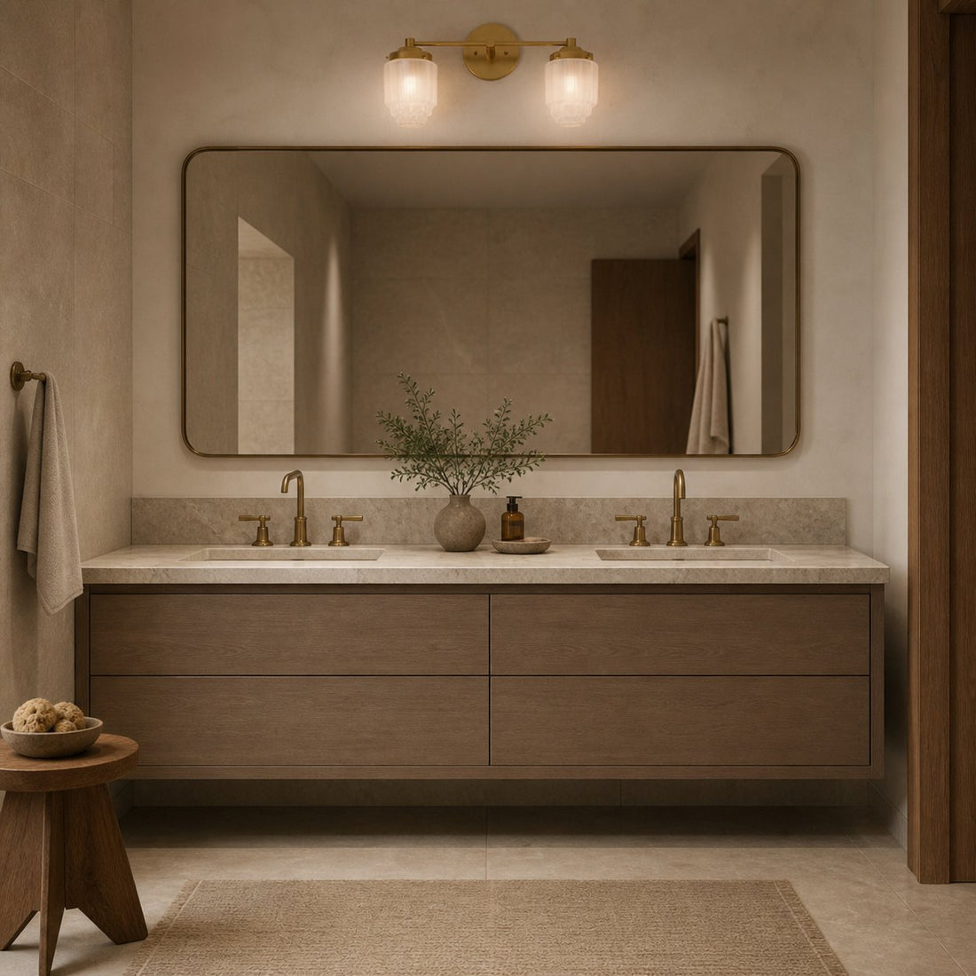 Tierlux Glass Vanity Light - Art Deco Bathroom Fixture with Skyscraper Shades