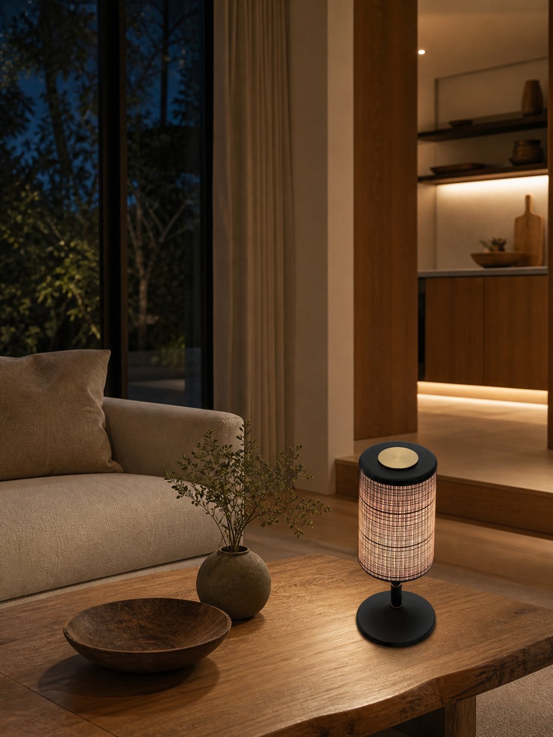 Devon Black Table Lamp (Built-in Battery)