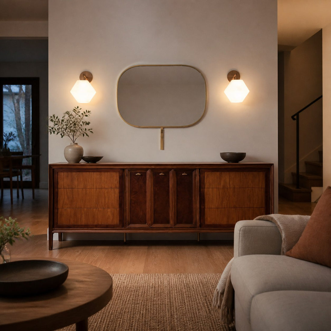 Talvior Geometric Modern Bathroom Sconce - Faceted Shade Light in Luxe Finishes