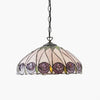 TF Hutchinson Tiffany Glass Pendant Light with Artistic Mosaic Design for Dining and Living Spaces