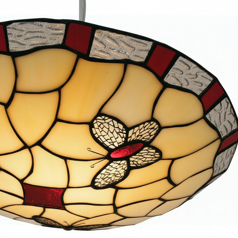 TF Butterfly Pendant Lamp - Decorative Stained Glass Pendant Light for Bedroom or Entryway