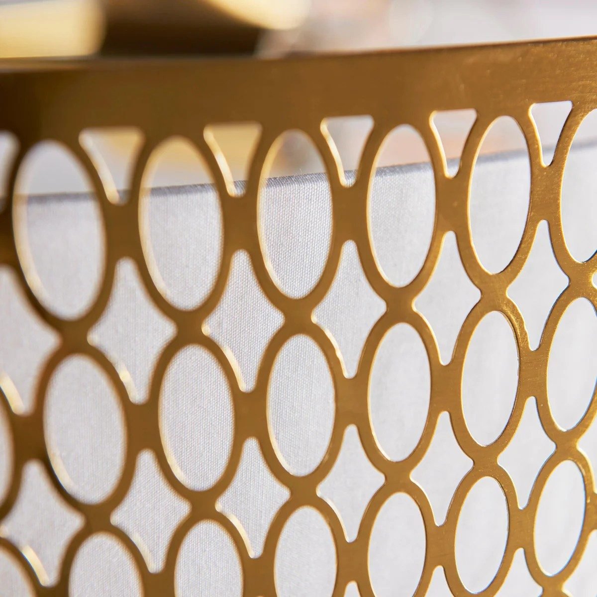 Liorin Geometric Pendant Lamp – Modern Fretwork Metal and Fabric Shade Pendant for Interiors
