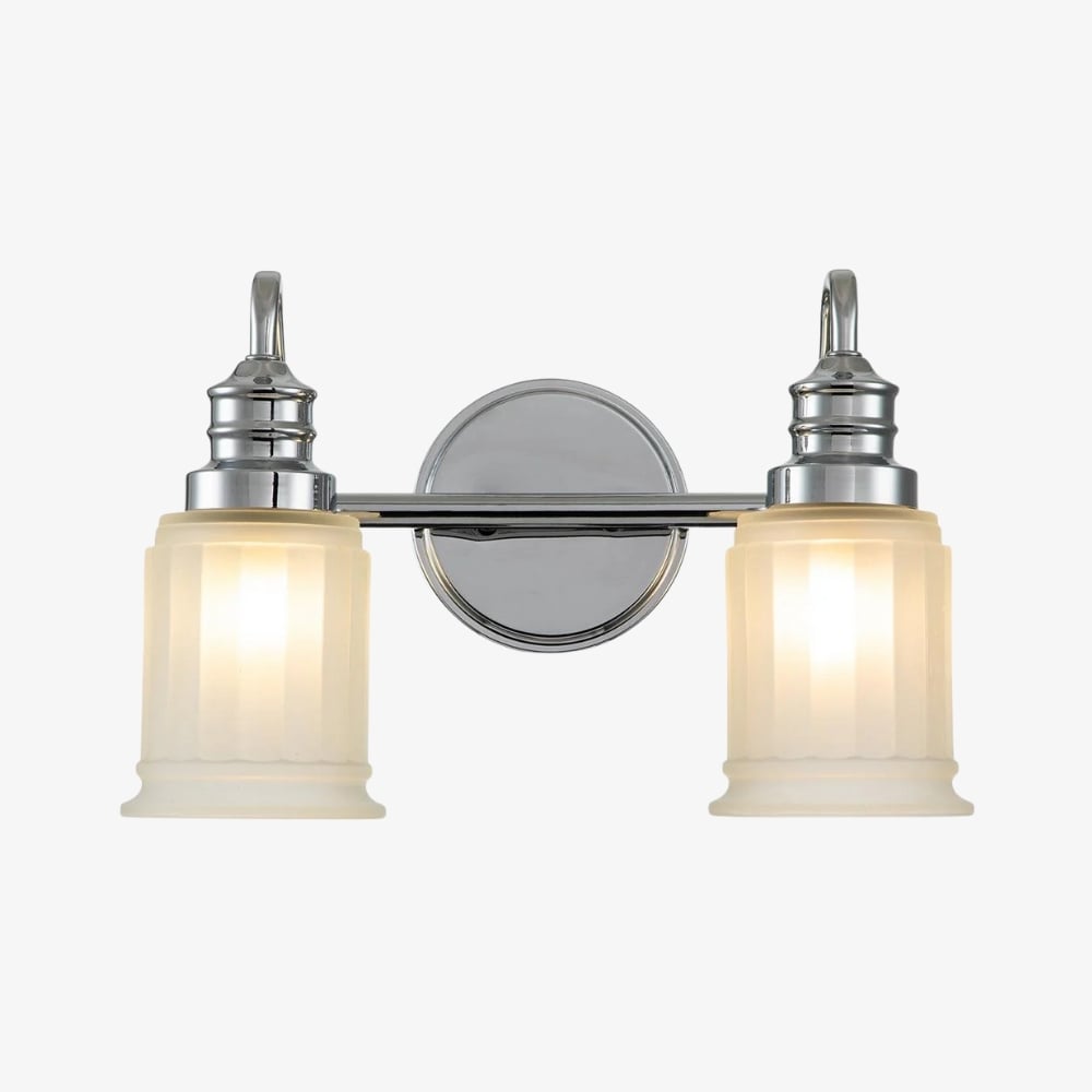 Lirra Bathroom Metal Wall Lamp with Glass Shade - Damp Rated Wall Sconce