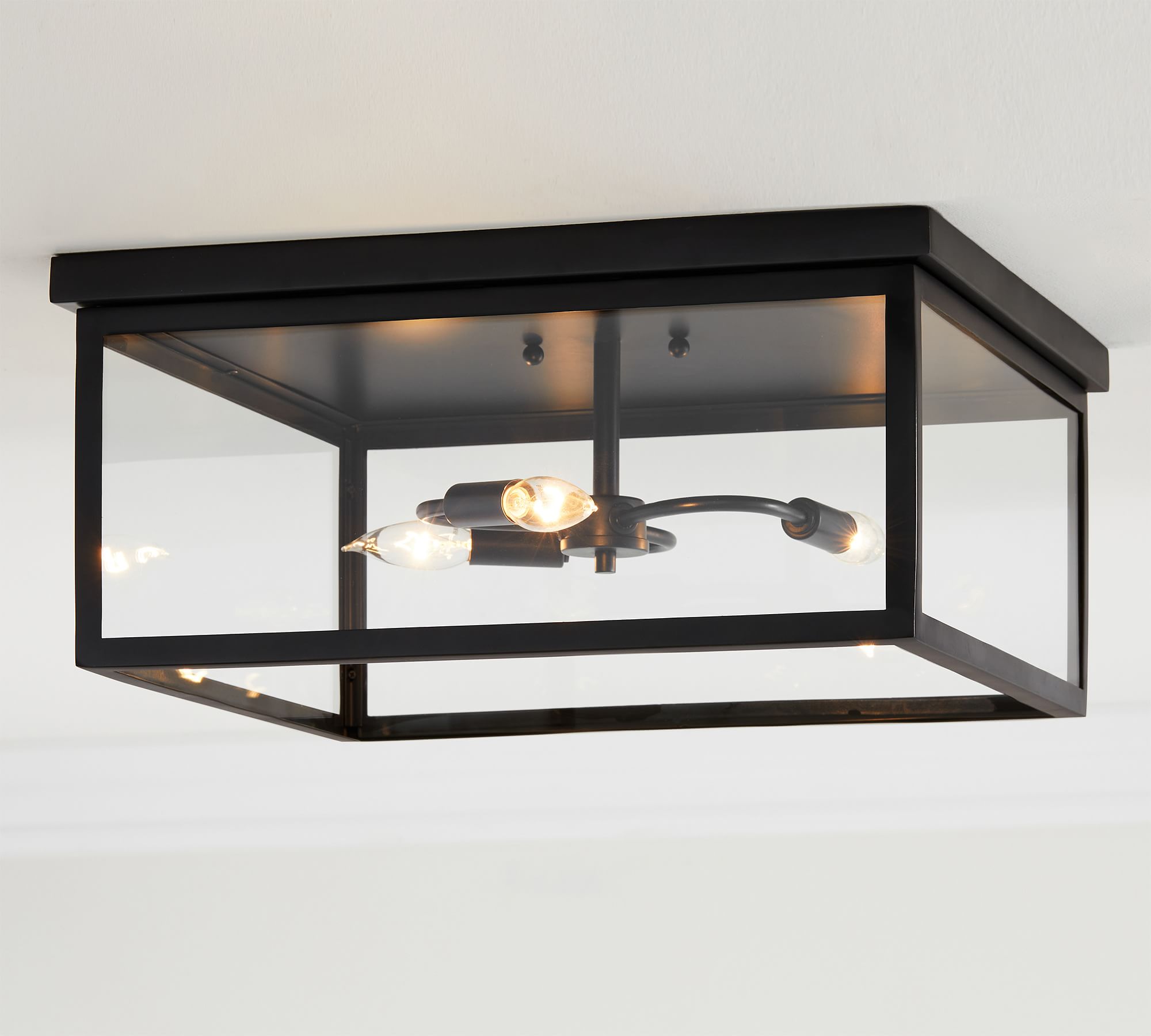 Ferrix Minimalistisch Iron Flush Mount Ceiling Light - Modern Outdoor Glass Ceiling Lamp