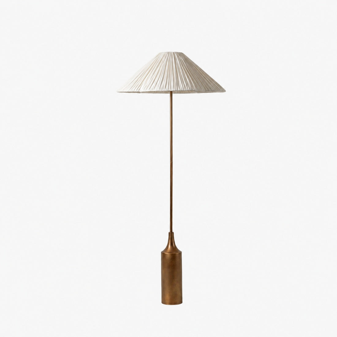 Lindi - aged brass and linen scalloped floor lamp