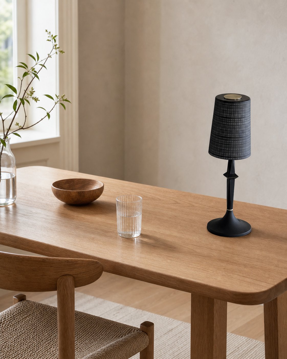 Devon Black Table Lamp (Built-in Battery)
