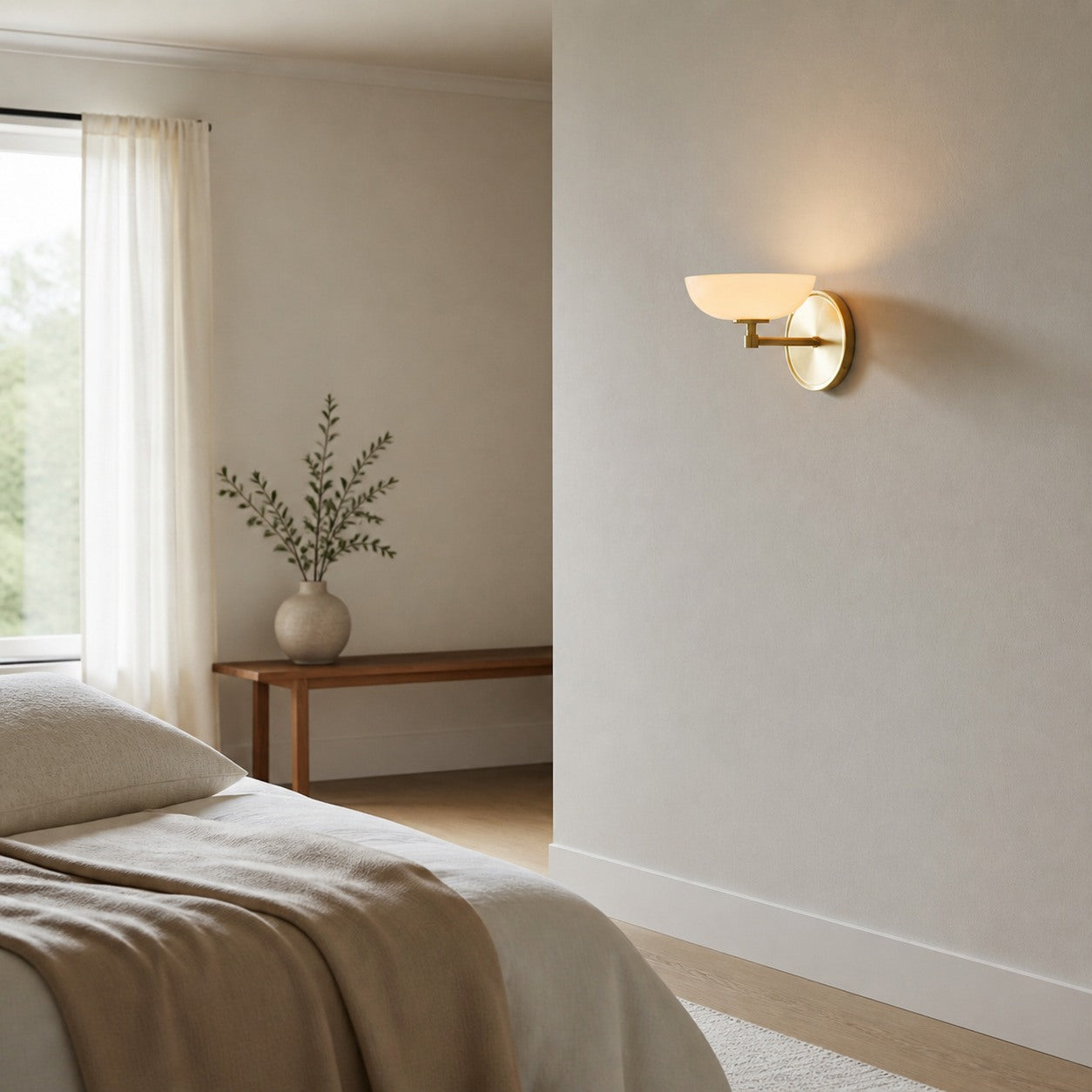 Vega Glass Wall Sconce — Minimalist Small Fixture, Contemporary Metal Accent for Hallway or Vanity