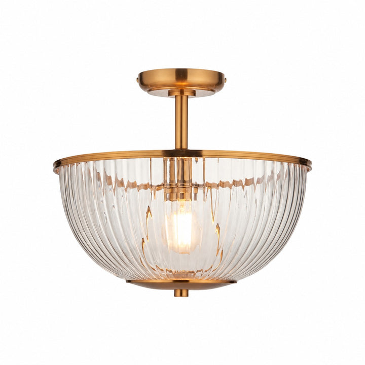 Luntra Ribbed Glass Uplighter Flush – Elegant Ceiling Light for Hallways and Bedrooms