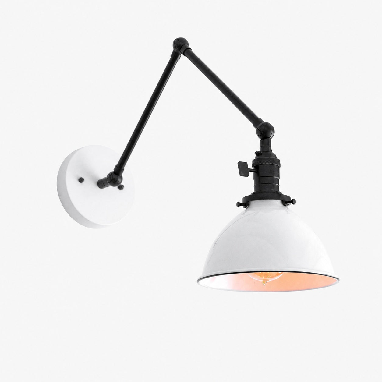 Conique Metal Vintage Industrial Swing Arm Wall Lamp - Adjustable Dome Shade for Study