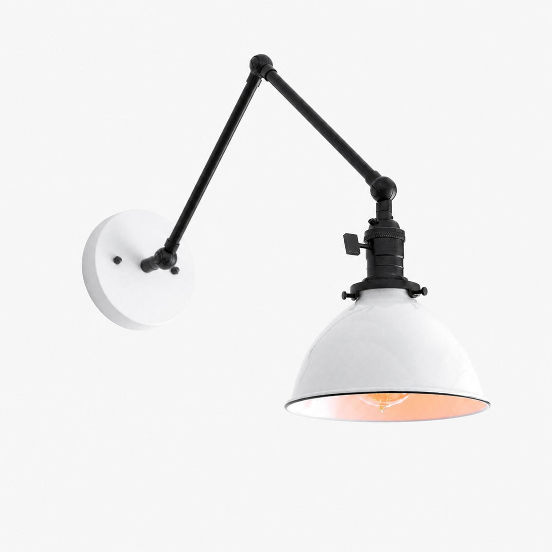 Conique Metal Vintage Industrial Swing Arm Wall Lamp - Adjustable Dome Shade for Study