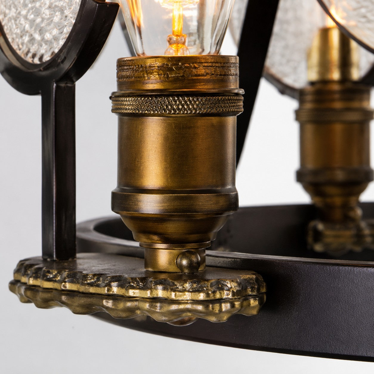 Briarwood Brass Industrial Ribbed Glass Chandelier